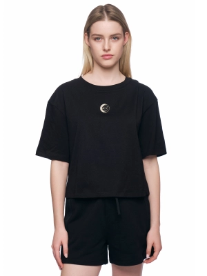 Футболка с круглым вырезом в черном цвете свободного кроя с логотипом Armani Exchange