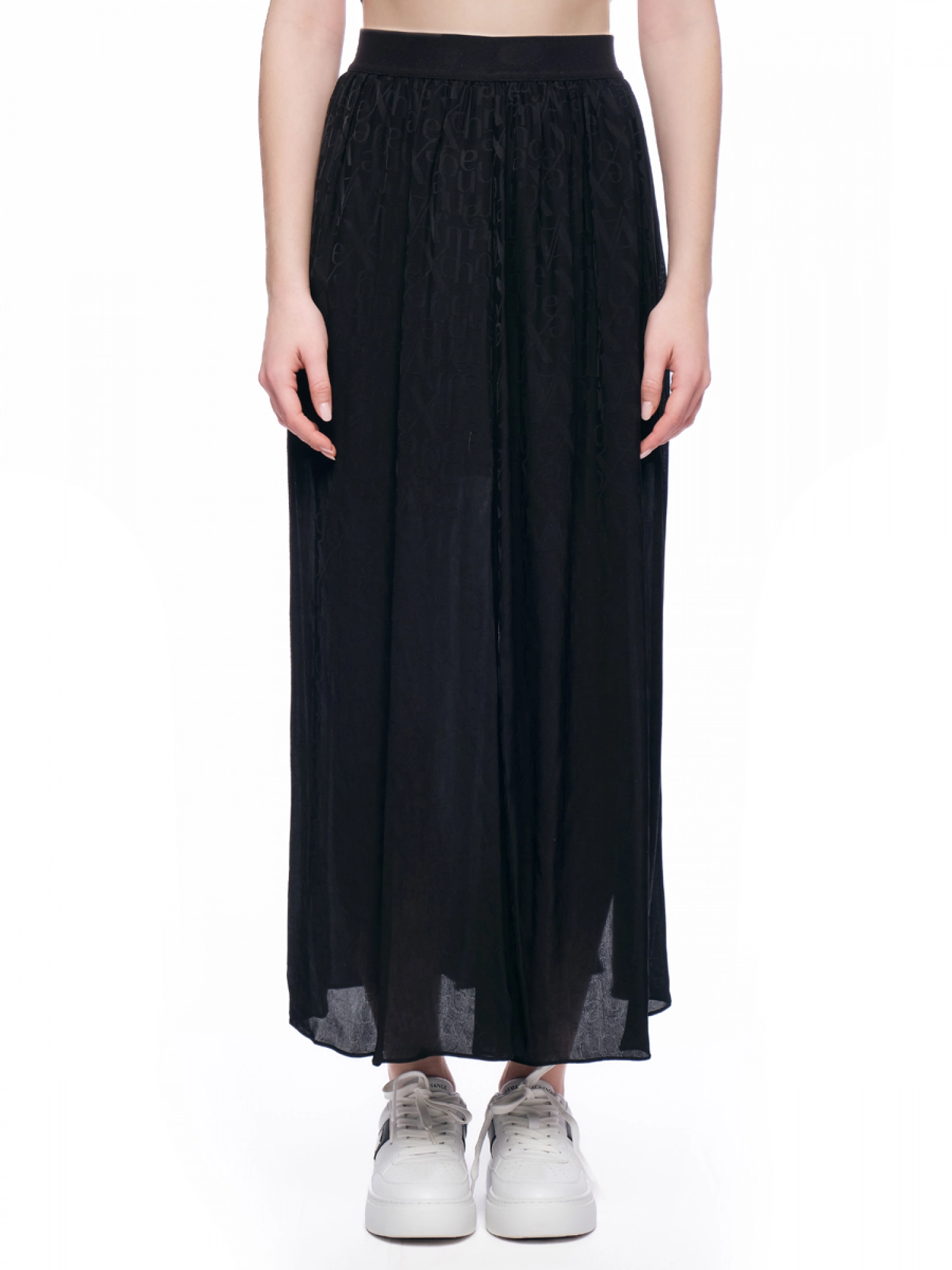 Юбка в черном цвете  высокой посадке длины миди Armani Exchange