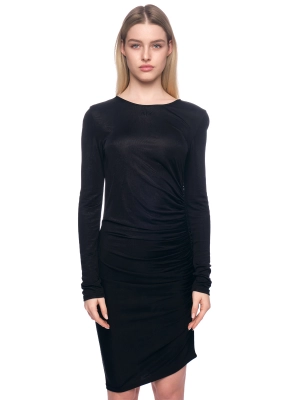 Платье в черном цвете с длинным рукавом и скошенным подолом Armani Exchange