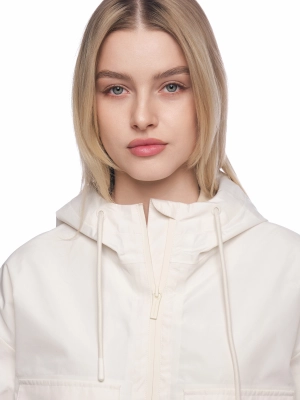 Куртка в молочном цвете прямого кроя с регулиремым капюшоном на кулиске Armani Exchange