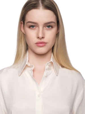 Блузка-рубашка в молочном цвете прямого кроя на пуговицах Armani Exchange
