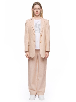 Жакет в бежевом цвете прямого кроя на двух пуговицах с лого бренда Armani Exchange