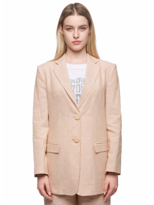 Жакет в бежевом цвете прямого кроя на двух пуговицах с лого бренда Armani Exchange