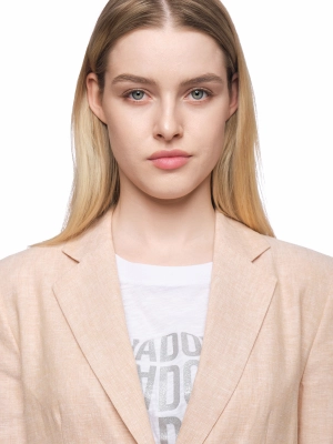 Жакет в бежевом цвете прямого кроя на двух пуговицах с лого бренда Armani Exchange