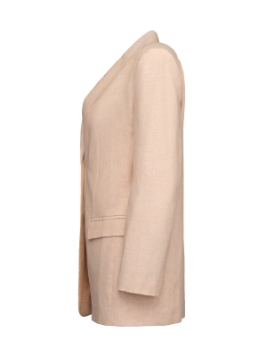 Жакет в бежевом цвете прямого кроя на двух пуговицах с лого бренда Armani Exchange