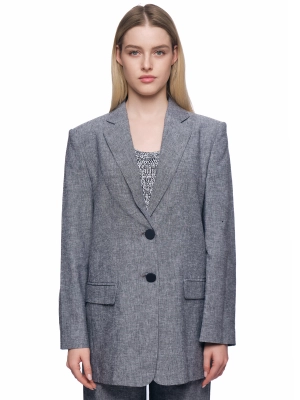 Жакет в сером цвете прямого кроя на двух пуговицах с лого бренда Armani Exchange