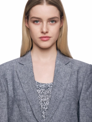 Жакет в сером цвете прямого кроя на двух пуговицах с лого бренда Armani Exchange