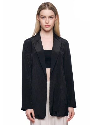 Жакет в черном цвете объемного кроя с логотипом бренда Armani Exchange