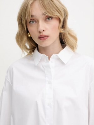 Укороченная рубашка в белом цвете свободного кроя на пуговицах Armani Exchange