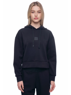 Худи в темно-синем цвете с каюшоном на кулиске и лого бренда на груди Armani Exchange