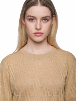 Футболка в бежевом цвете свободного удлиненного кроя Armani Exchange