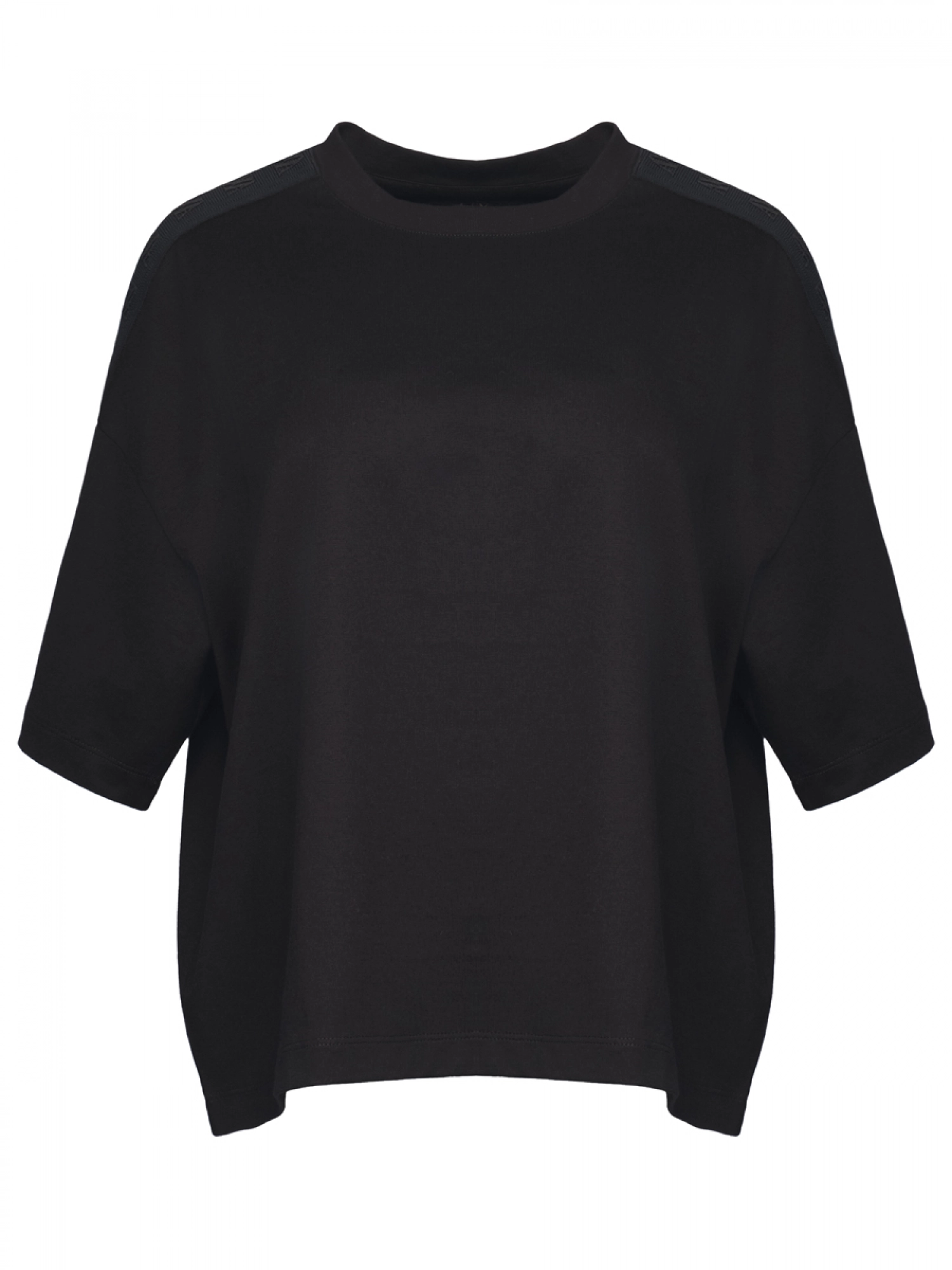 Футболка кроп в черном цвете свободного кроя с логотипом Armani Exchange