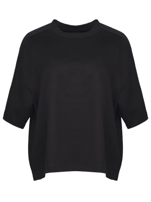 Футболка кроп в черном цвете свободного кроя с логотипом Armani Exchange