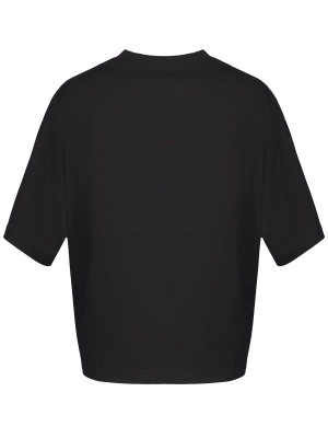 Футболка кроп в черном цвете свободного кроя с логотипом Armani Exchange