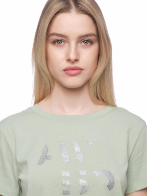 Футболка с круглым вырезом в салатовом цвете приталенного кроя с логотипом Armani Exchange