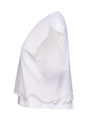 Футболка кроп в белом цвете свободного кроя с логотипом Armani Exchange