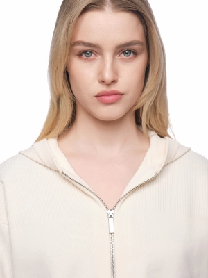 Толстовка в молочном цвете прямого кроя на молнии с капюшоном Armani Exchange