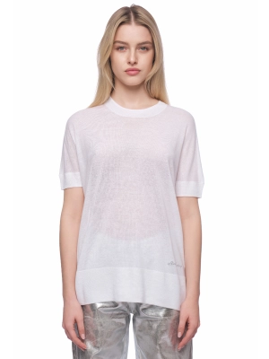 Футболка из плотного трикотажа в молочном цвете свободного кроя Armani Exchange