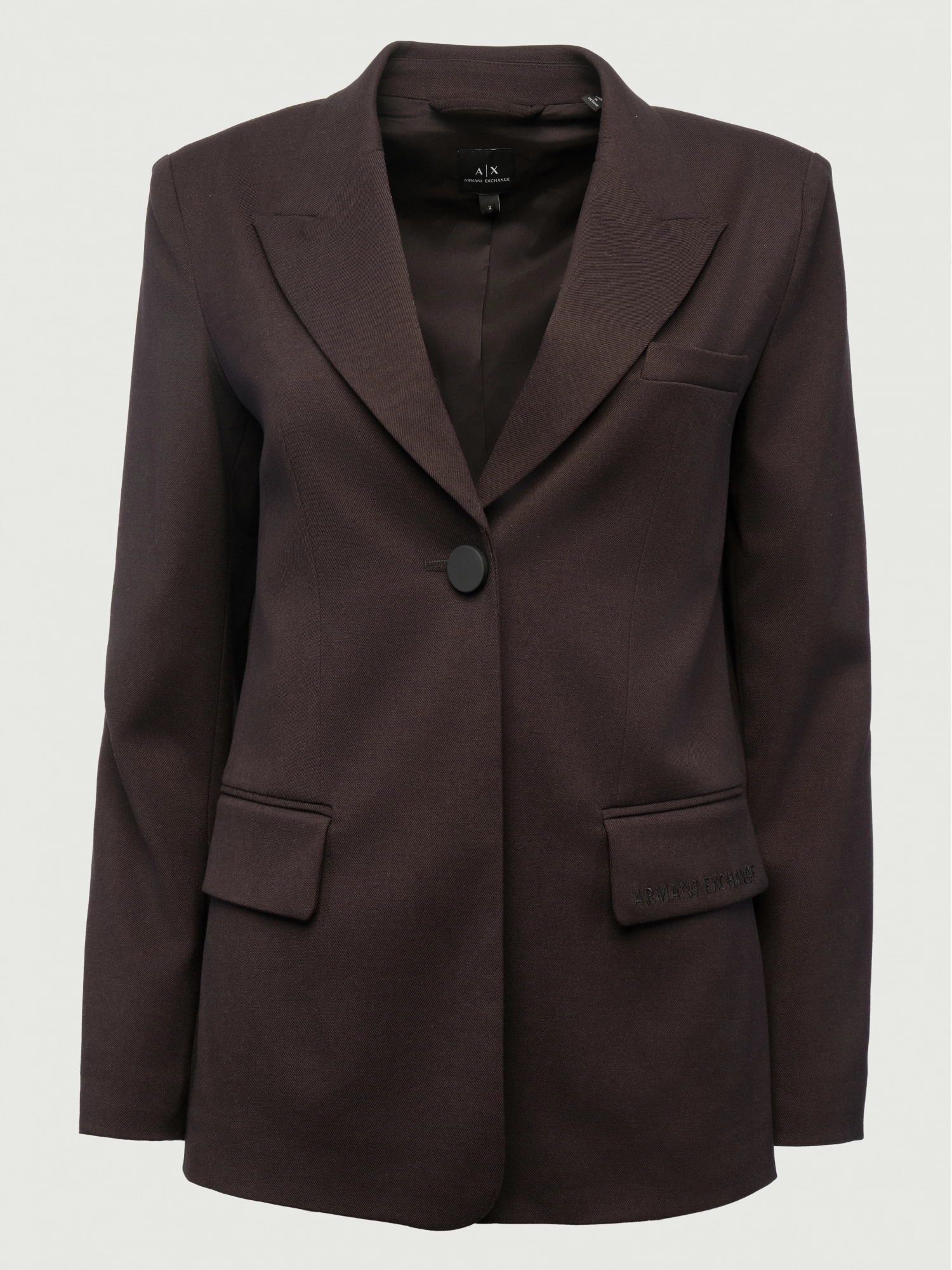 Жакет Armani Exchange в черном цвете на пуговице свободного кроя с передними карманами