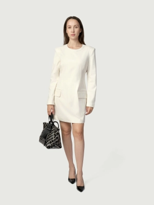 Платье в молочном цвете с длинным рукавом Armani Exchange приталенного силуэта Платье в молочном цвете с длинным рукавом Armani Exchange приталенного силуэта