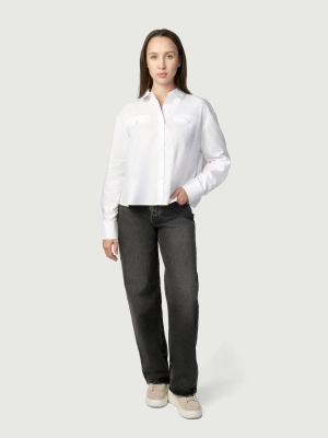 Рубашка укороченная в белом цвете Armani Exchange с нагрудными карманами