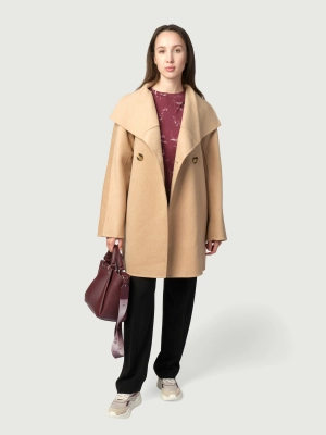 Пальто Armani Exchange в бежевом цвете с отложным воротником свободного кроя
