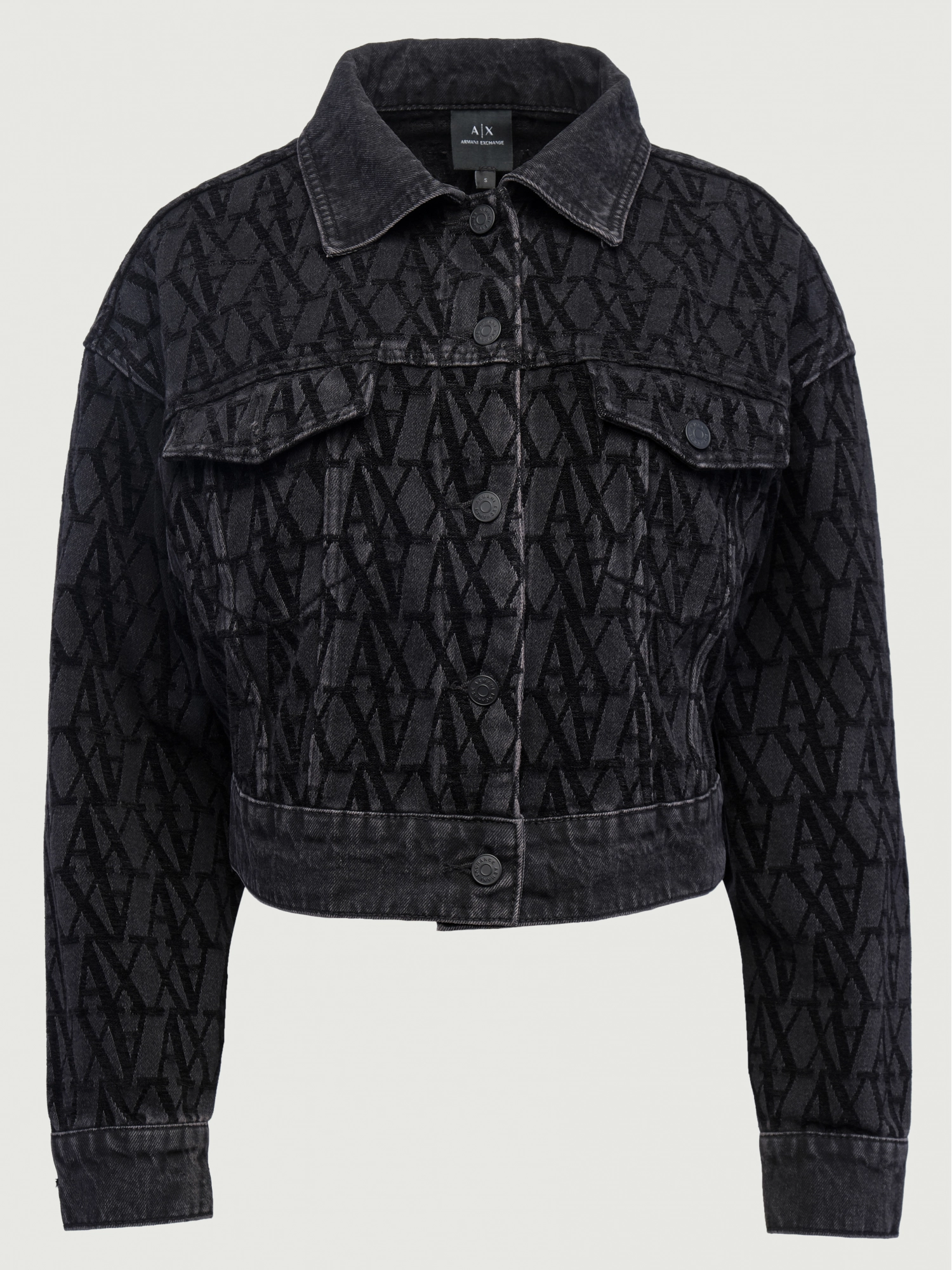 Куртка джинсовая укороченная Armani Exchange с логоманией