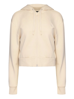 Толстовка в бежевом цвете на молнии с капюшоном и логотипом бренда Armani Exchange