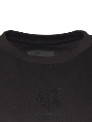 Платье футболка в черном цвете длины миди Armani Exchange