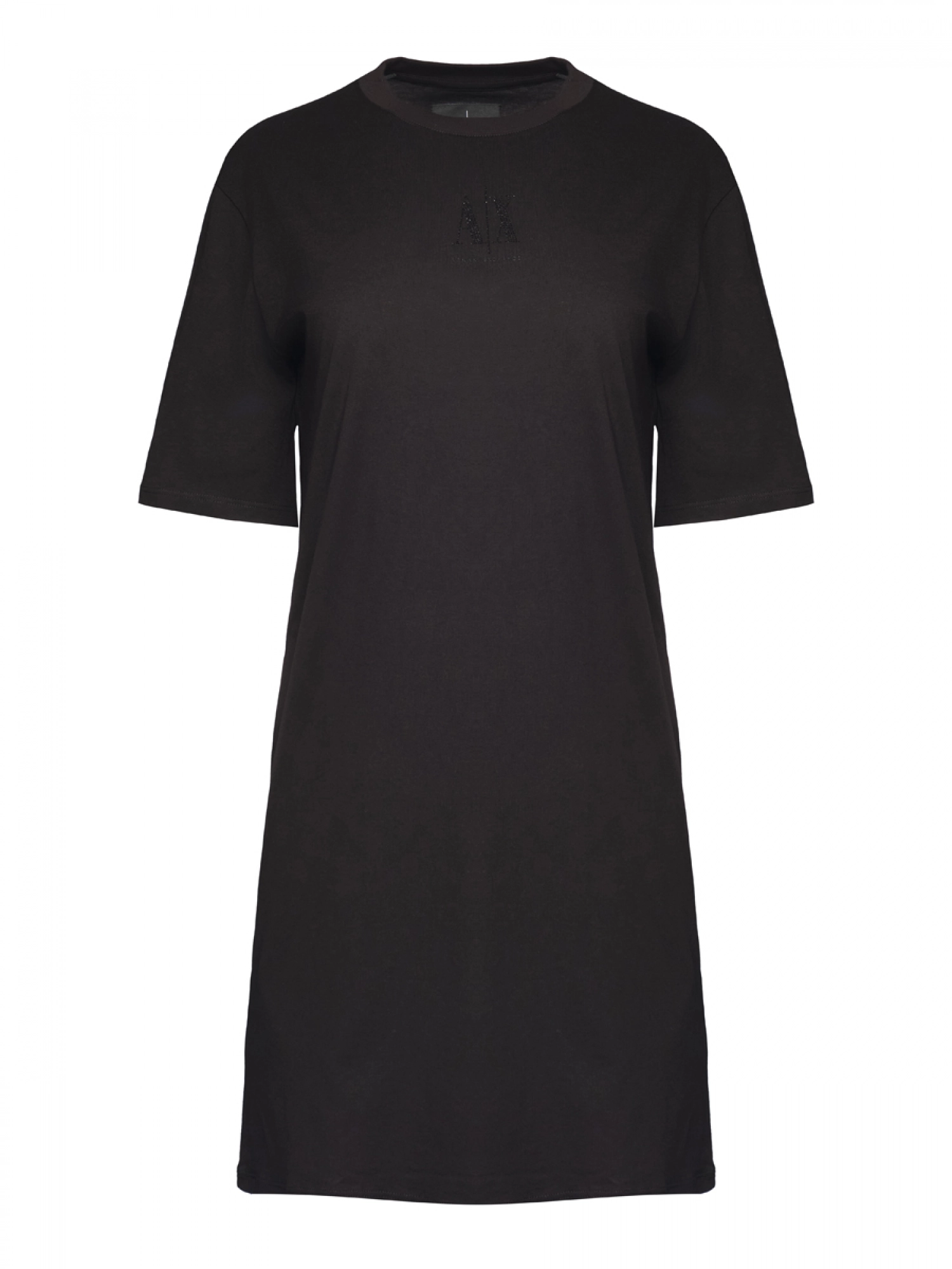 Платье футболка в черном цвете длины миди Armani Exchange