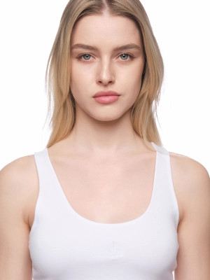 Топ в белом цвете на брителях приталенного кроя Armani Exchange