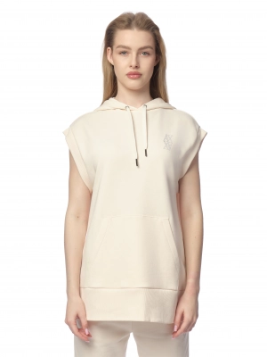 Худи без рукавов молочного цвета Armani Exchange