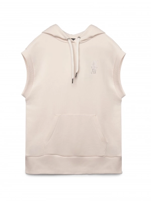Худи без рукавов молочного цвета Armani Exchange