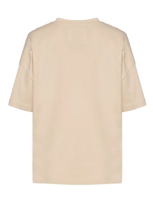 Футболка с круглым вырезом в бежевом цвете свободного кроя с логотипом Armani Exchange