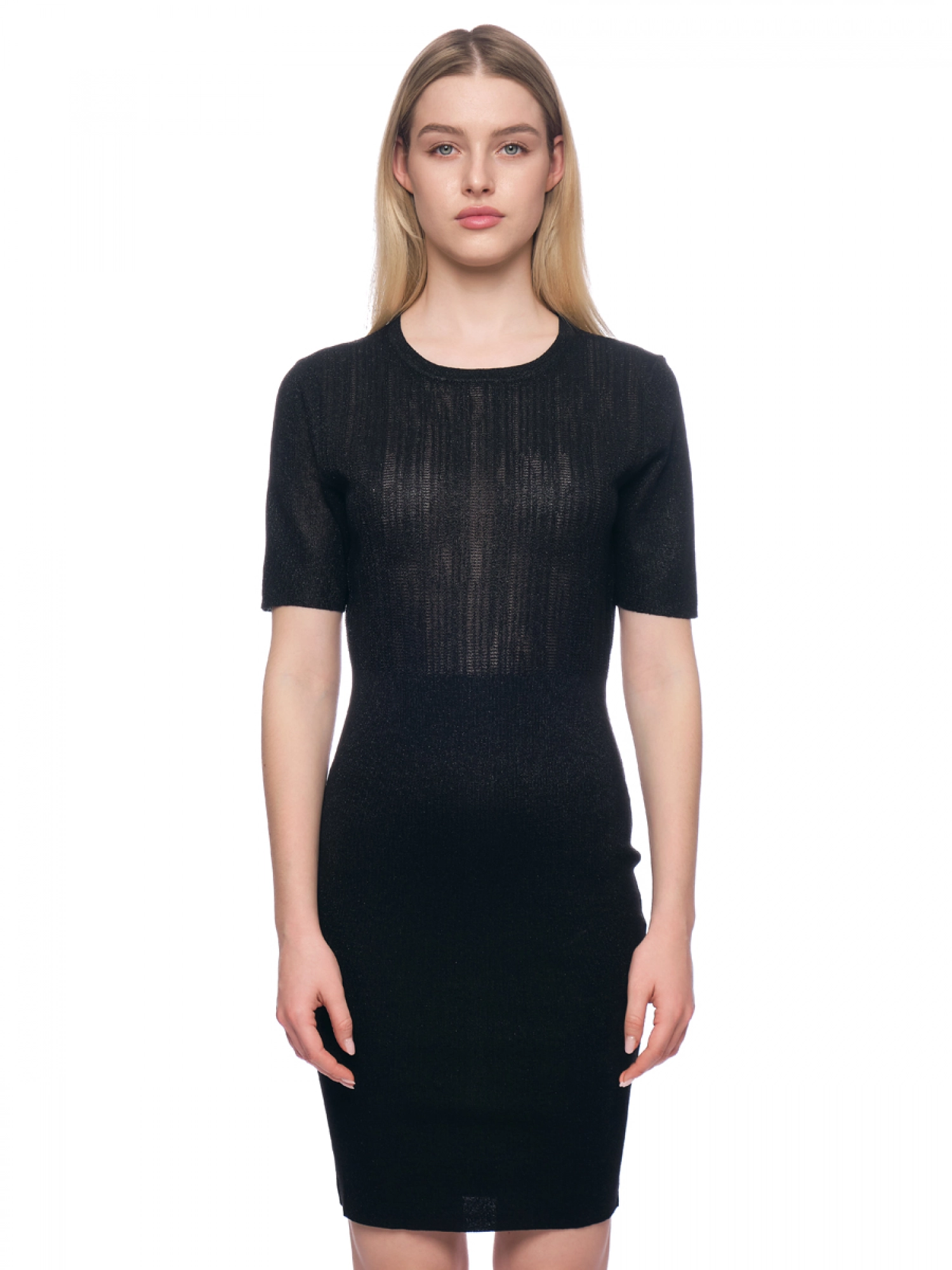 Платье карандаш в черном цвете с коротким рукавом длины мини Armani Exchange