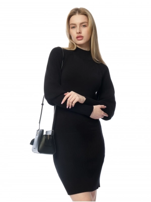 Черное трикотажное платье с рукавом Armani Exchange