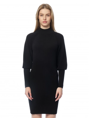 Черное трикотажное платье с рукавом Armani Exchange