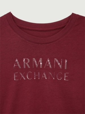 Футболка Armani Exchange в бордовом цвете приталенного кроя с лого