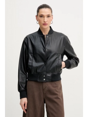 Чёрный бомбер Armani Exchange из искусственной кожи