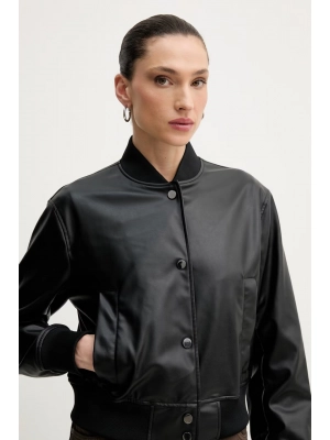 Чёрный бомбер Armani Exchange из искусственной кожи