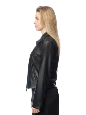 Куртка косуха из эко кожи в черном цвете Armani Exchange