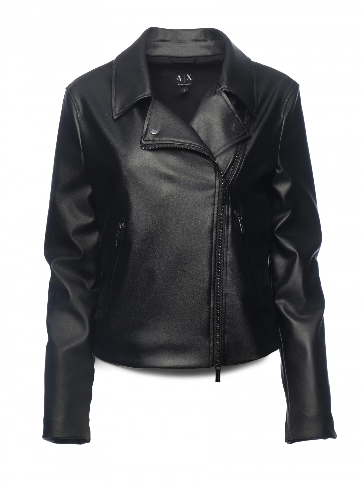 Куртка косуха из эко кожи в черном цвете Armani Exchange
