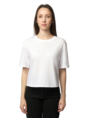 Укороченная футболка Armani Exchange в белом цвете
