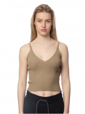 Трикотажный топ бежевого цвета Armani Exchange