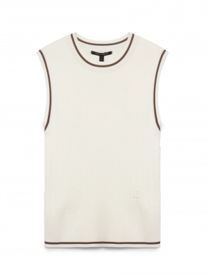 Топ из трикотажа молочного цвета Armani Exchange