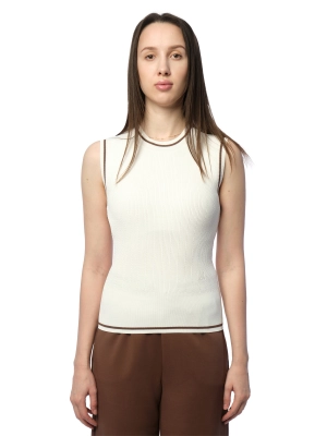 Топ из трикотажа молочного цвета Armani Exchange