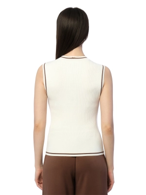 Топ из трикотажа молочного цвета Armani Exchange