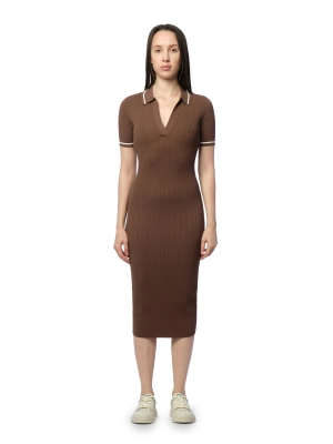 Трикотажное платье Armani Exchange коричневого цвета