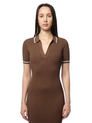 Трикотажное платье Armani Exchange коричневого цвета