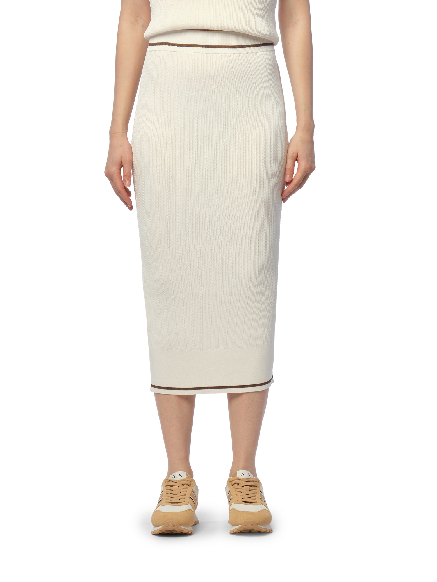 Трикотажная юбка молочного цвета Armani Exchange